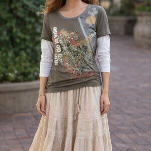 Point Zero 100% cotton grunge t-shirt, long mesh sleeves